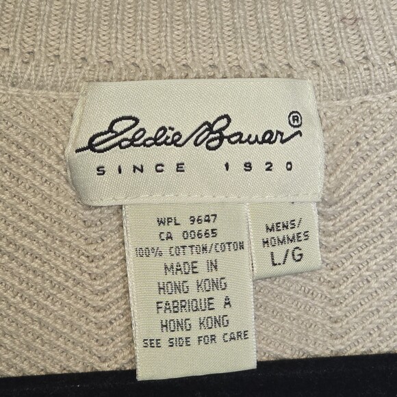 Vintage Eddie Bauer Sweater Vest Men’s Large Beige Cotton Button Front 90s - Picture 4 of 5